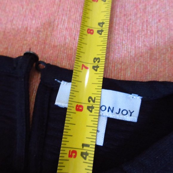 Allison Joy Black Midi Crepe Dress Ruffle Hem Short Rolled Sleeve Evereve Becca - Picture 7 of 7